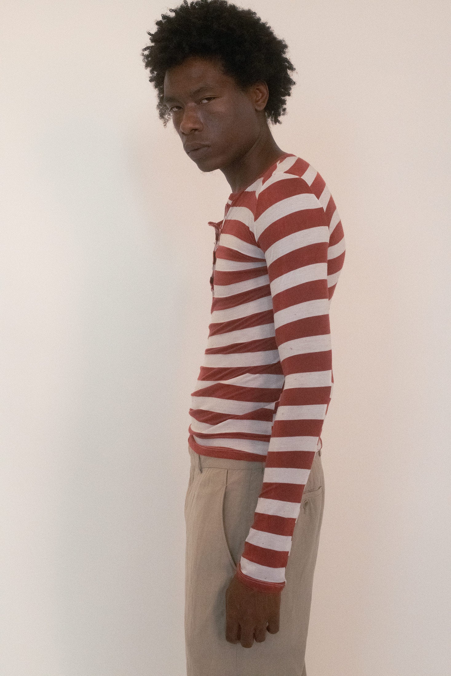 VINTAGE, STRIPED HENLEY