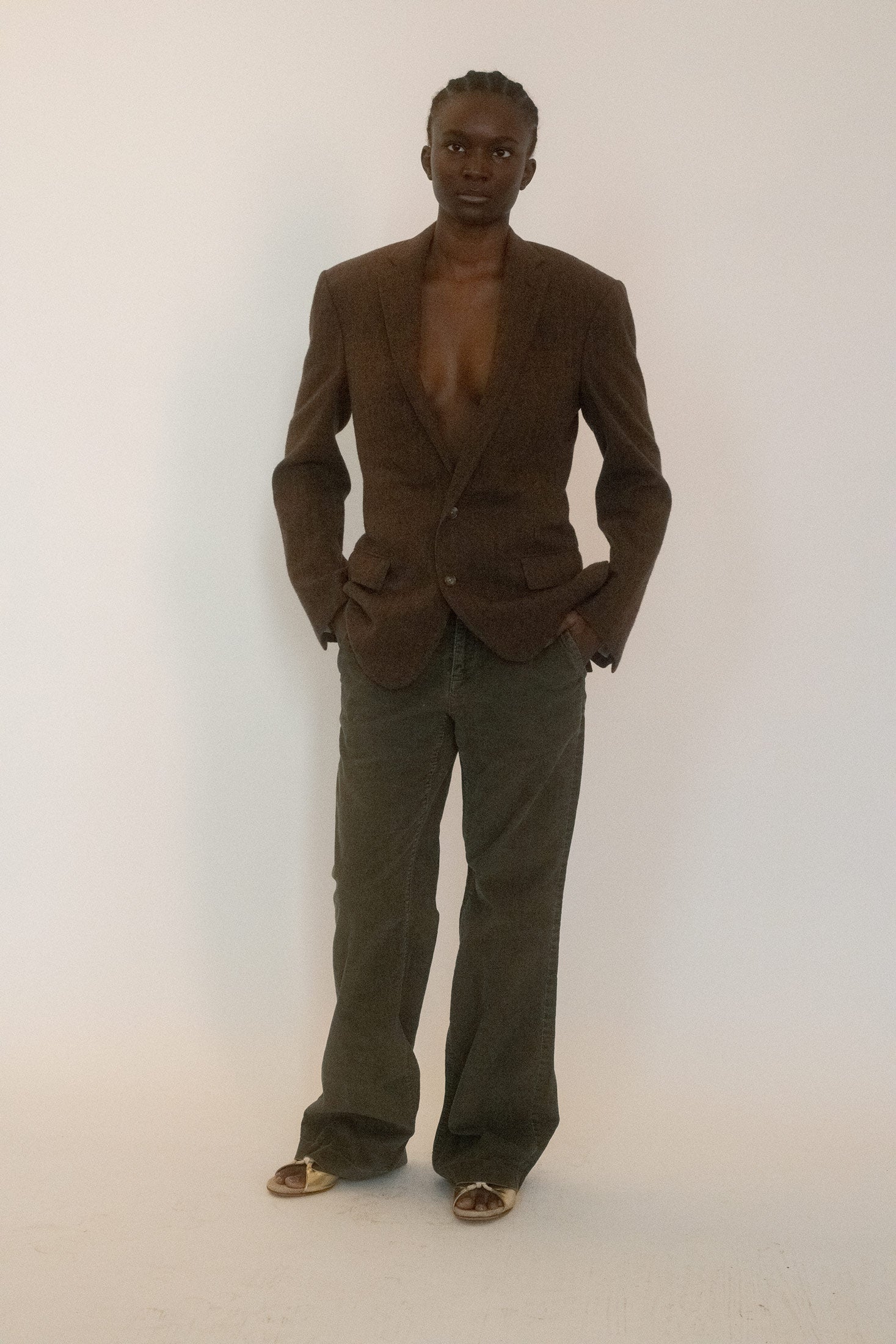 Slit pockets and belt loops add just enough structure, but the beauty is in the fit.