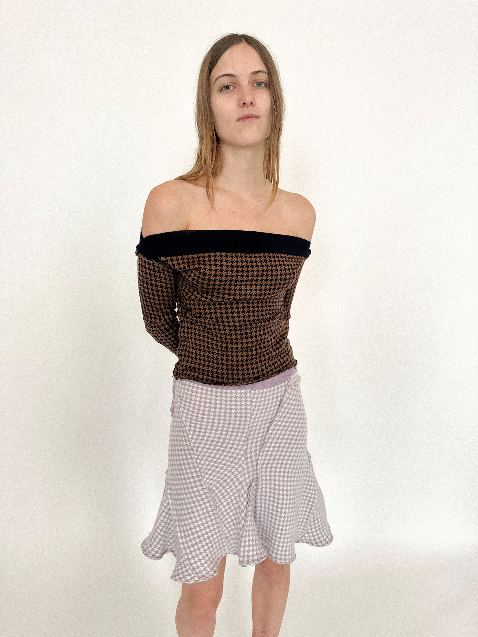 HOUNDSTOOTH KNIT SKIRT