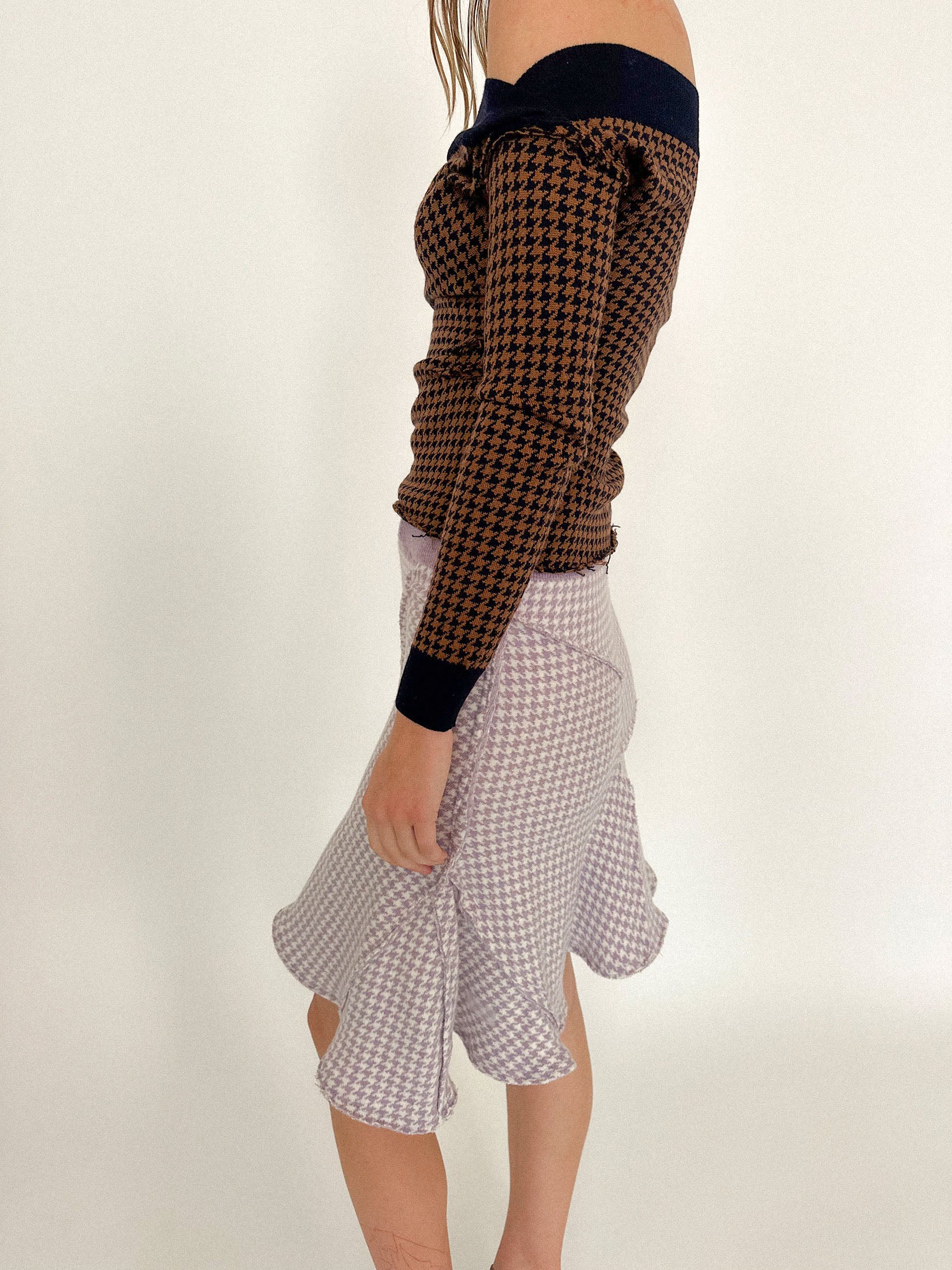 HOUNDSTOOTH KNIT SKIRT