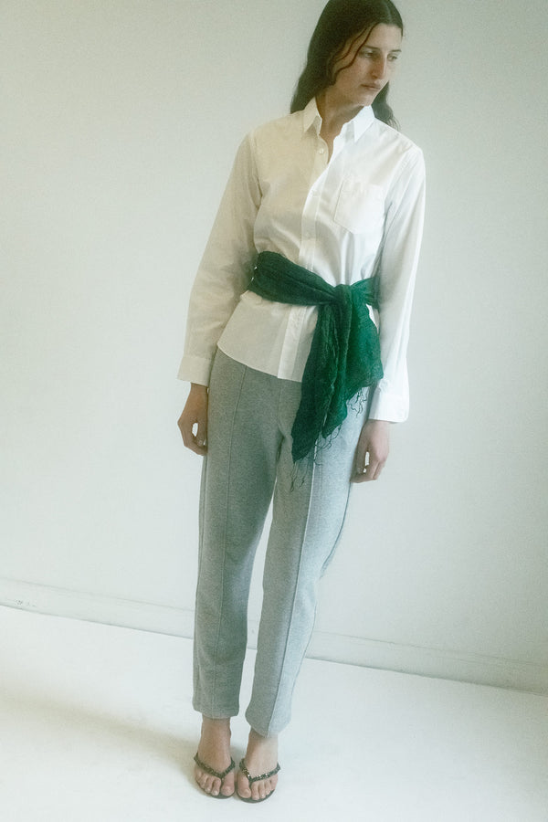 Soft authority in motion—these grey sweatpants from Creatures of Comfort walk the line between off-duty and on-point.
