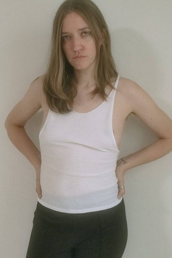 Designed by Judy Turner and made in New York, this tank doesn’t whisper, it lingers. 
