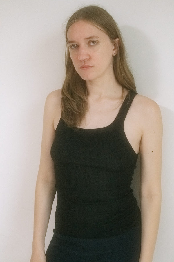 Designed by Judy Turner and made in New York, this rib knit tank is all quiet tension and clean lines. 
