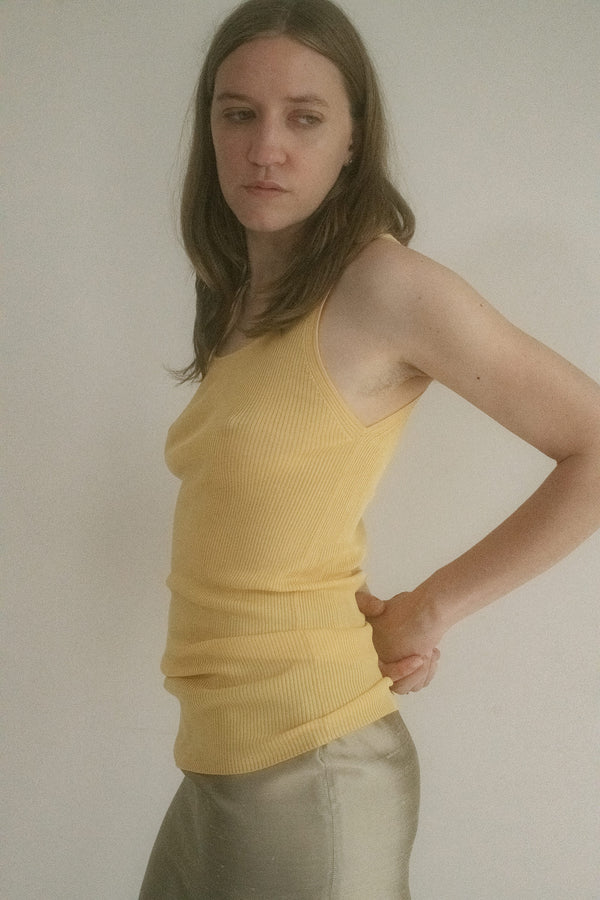 Designed by Judy Turner and made in New York, this rib knit tank is all quiet tension and clean lines. 
