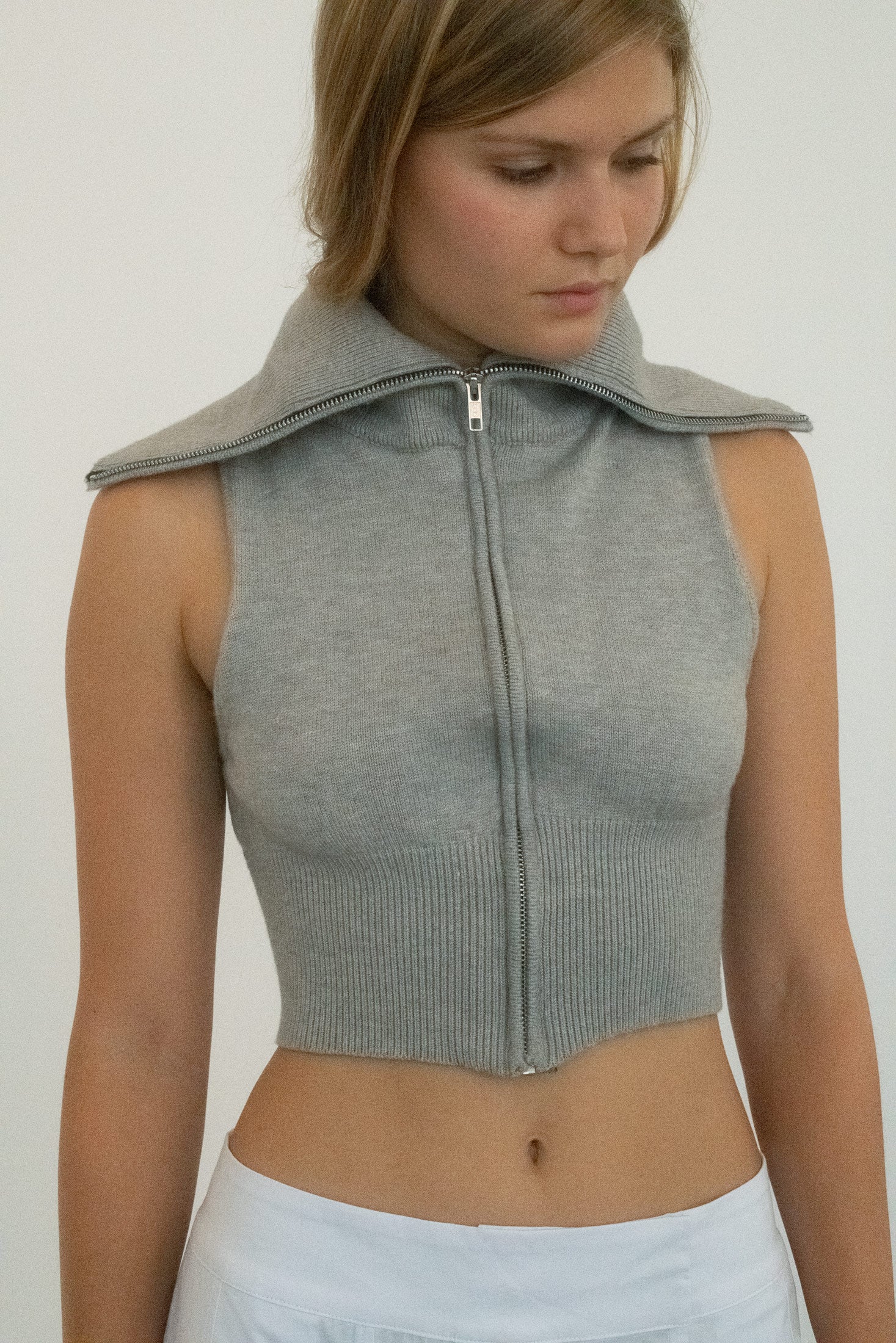 From Belle the Label, a knit top with a sharpened edge of futurism. 