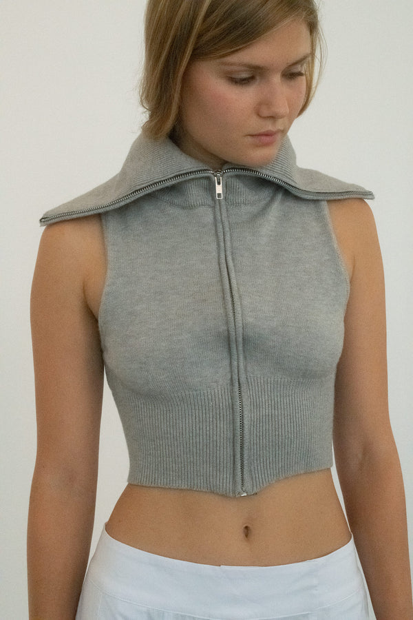 From Belle the Label, a knit top with a sharpened edge of futurism. 